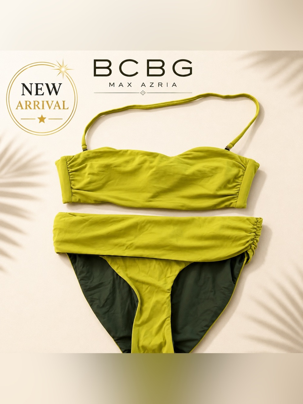 🌴 BCBG Max Azria Bandeau Bikini Set – Lime Green 💚
